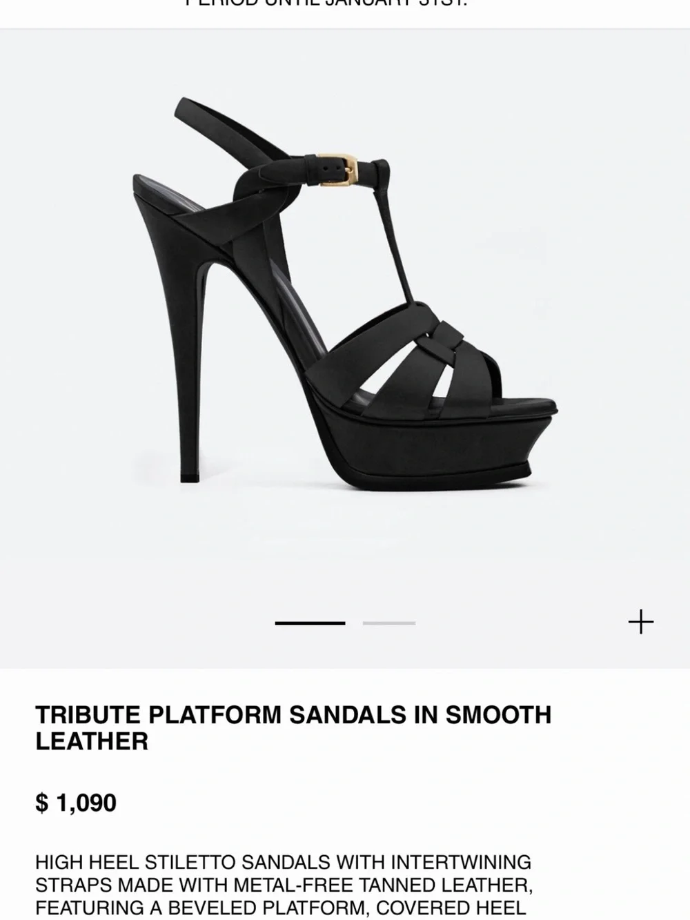 Yves Saint Laurent Black Tribute Platform T-Strap Sandals